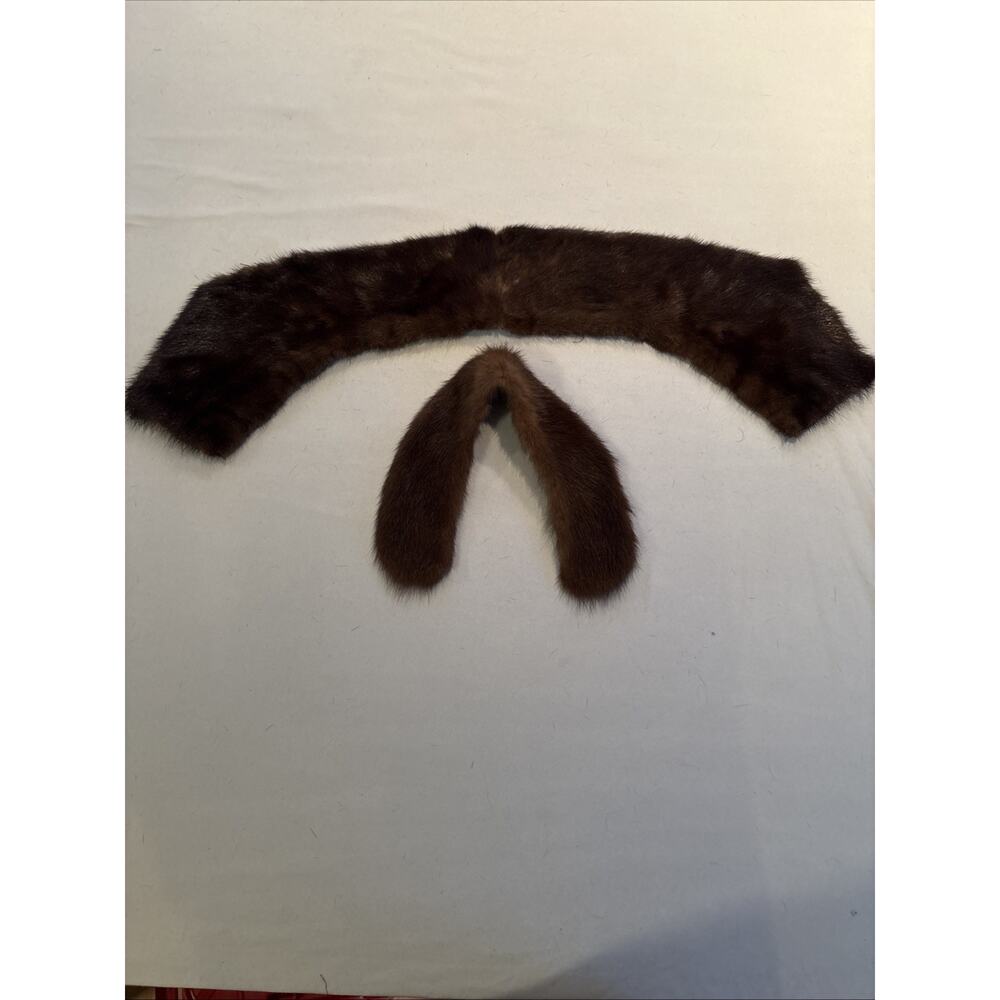 Vintage 1950s Real Mink Fur Stole Scarf Wrap - Dark Brown Glossy Pelts